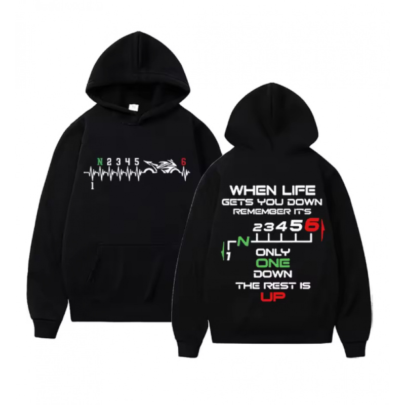 Motorcycle Gear Hoodie - 1N23456 هودي للجنسين بتصميم نبضات القلب