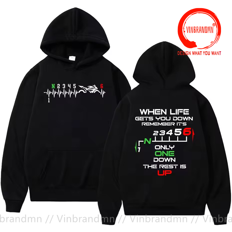 Motorcycle Gear Hoodie - 1N23456 سويت شيرت هودي رياضي للجنسين