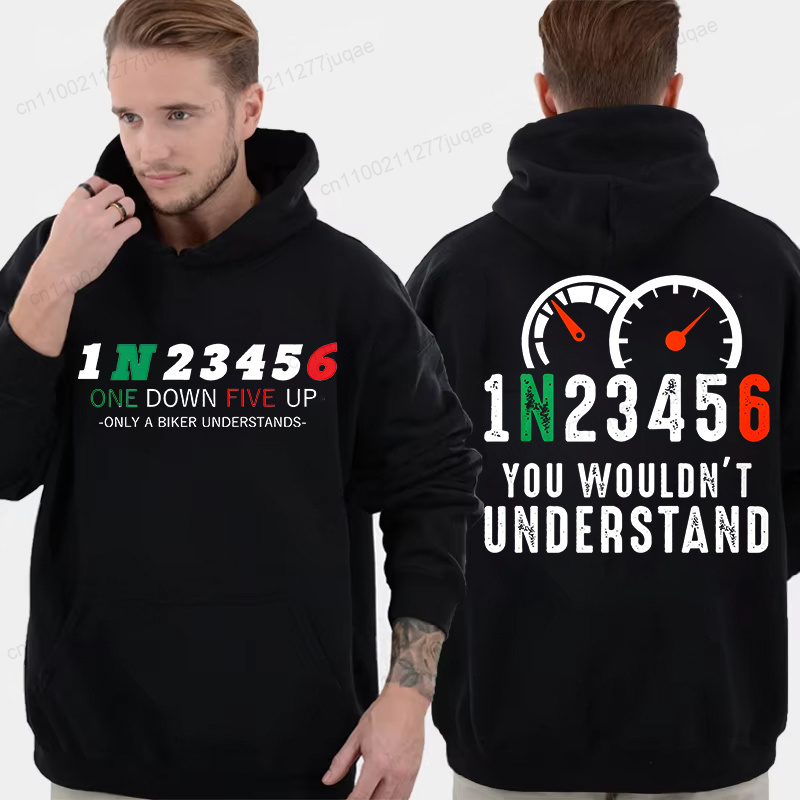 Motorcycle Gear Hoodie - هودي رجالي عصري جديد، 1N23456، بطبعة